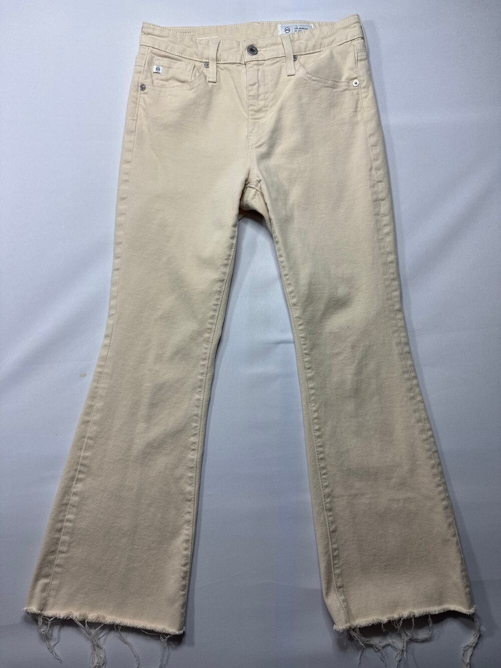 Adriano Goldschmied Women's Hi Rise Farrah‎ Boot Crop Beige Jeans - 27 (27x25)